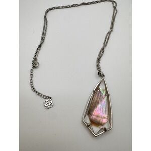 Kendra Scott Multicolor Abalone Shell Carole Silver Tone Pendant Chain Necklace